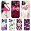 Для iPhone 15 16 14 13 12 mini 11 Pro Max XS X XR SE 7 8 Plus Силиконовый прозрачный чехол милый Розовые фламинго лист Чехол для телефона