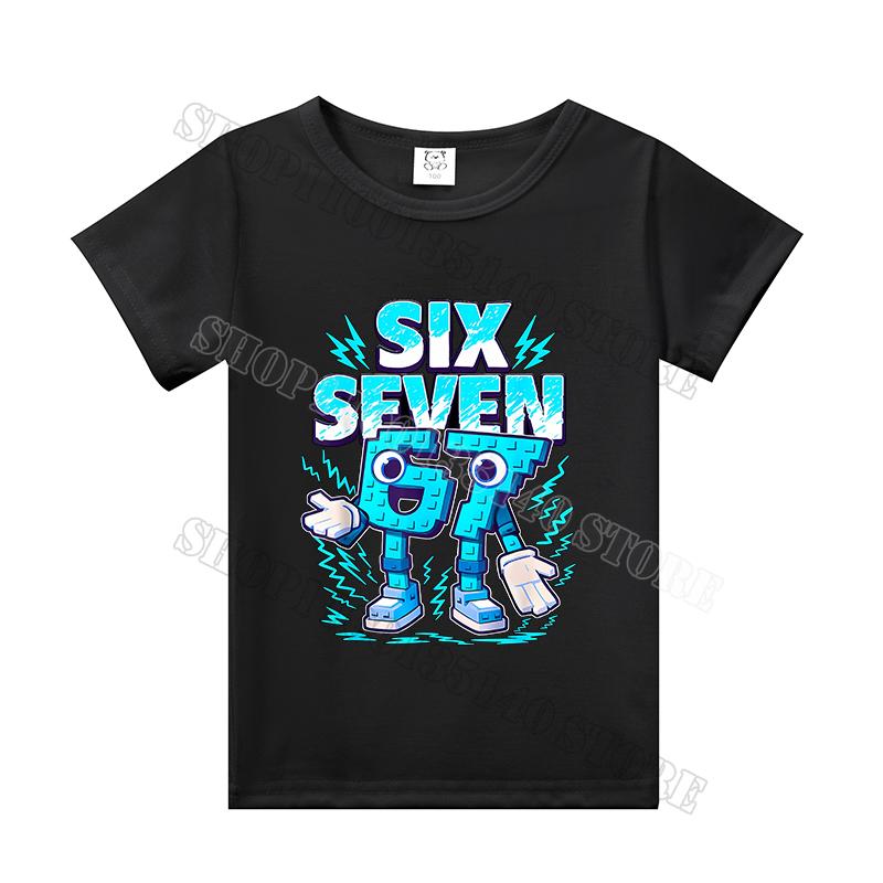 Стильная детская футболка с коротким рукавом 67 Six Seven Хлопковые топы Футболки Одежда для мальчиков и девочек Модная Забавная детская футболка
