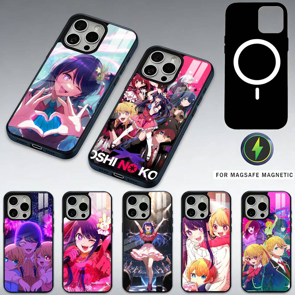 Чехол для телефона Anime O-Oshi no ko Для iPhone17,16,15,14,13,12,11 Plus,Pro Max Магнитный Для Magsafe Беспроводная зарядка