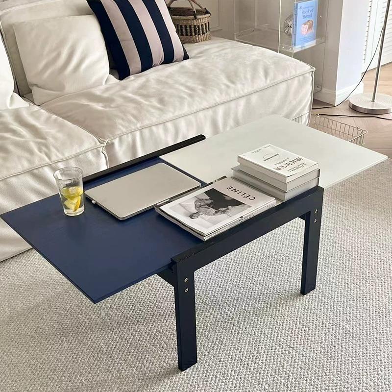 Mid Century Solid Wood Coffee Table, Desktop Extending Corner Side Table, Multifunctional Couch End Table Small Space Furniture