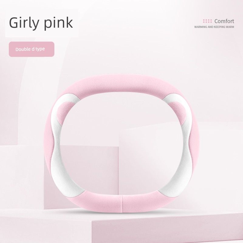 Car Steering Wheel Cover Winter Plush Warm and Cute New High-End Car Anti-Slip Sweat-Absorbent D-Shaped Handle Cover