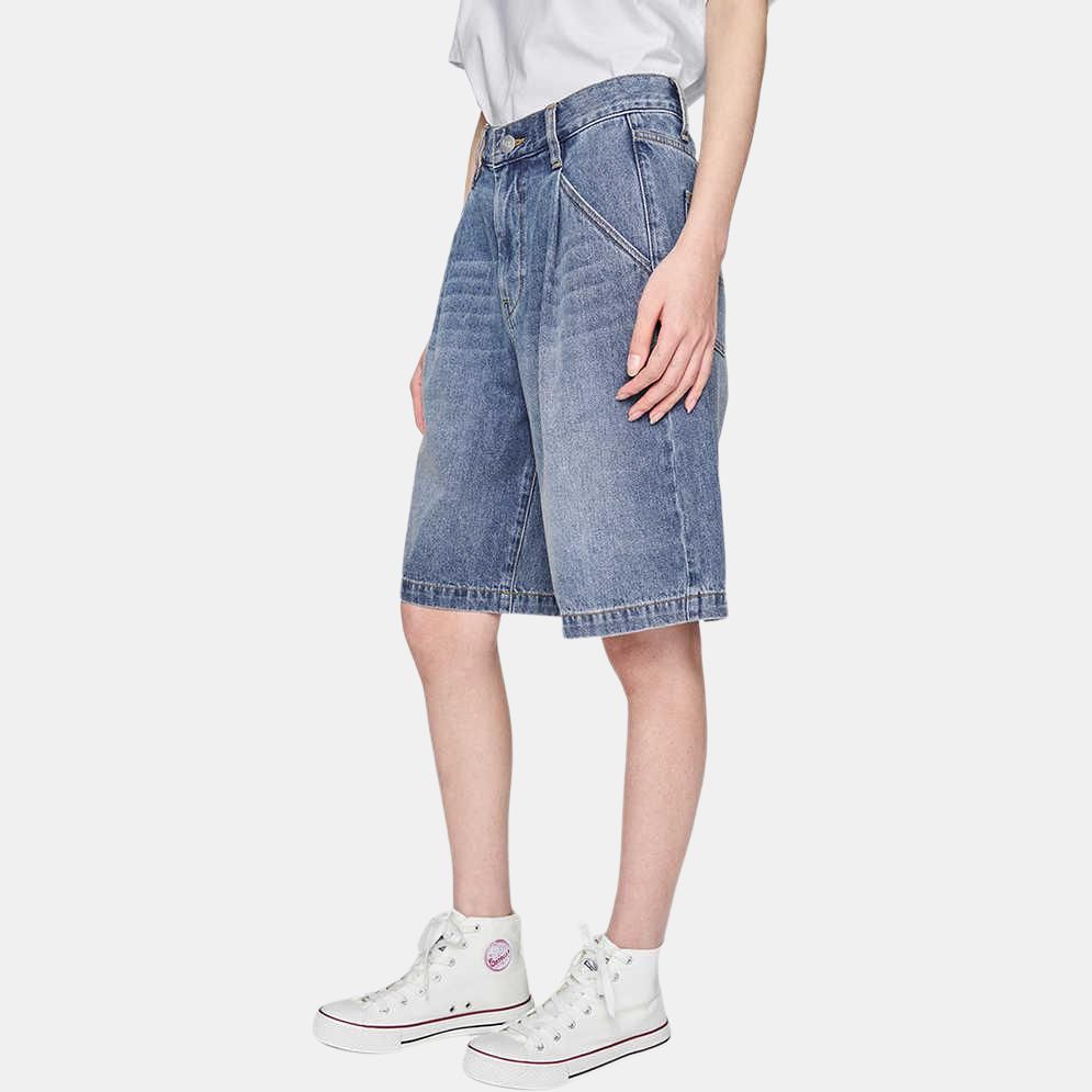 Lee SS25 Свободный крой Плиссированный дизайн Модные пятиточечные джинсовые шорты Унисекс шорты Светло-синие LUB009895203487A08125