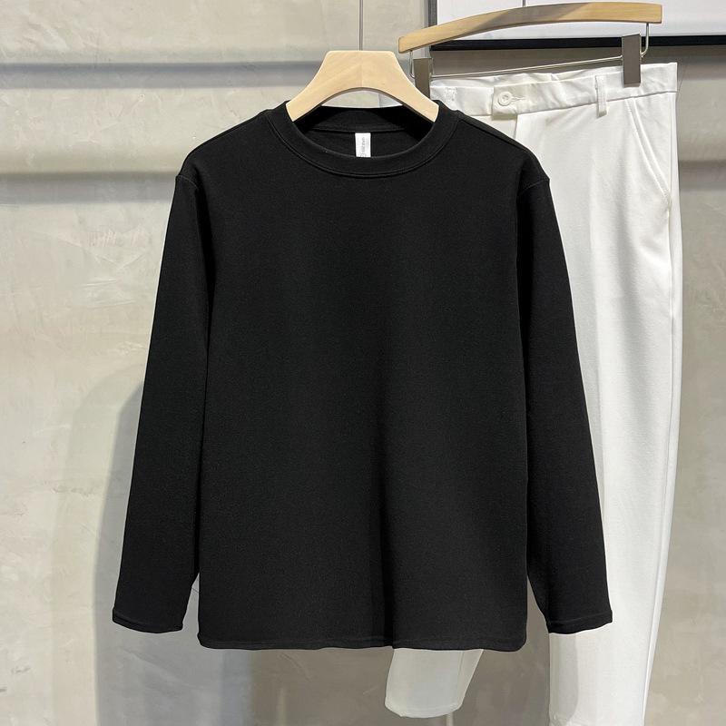 Мужская приталенная однотонная двухсторонняя бархатная рубашка с длинными рукавами на осень