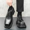 Men Classic Derby Shoes Lacquer Leather Black High Grade Lace Up Business Dress Shoes Square Headed European Party Shoes