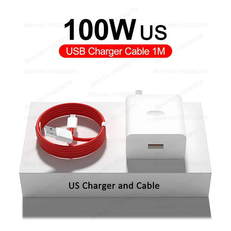 100W SuperVOOC Fast Charger EU US Charging Plug USB Charger Type C Cable for Oneplus 12r 13r 12 11 10 13 Pro Nord CE 2 3 4 Lite