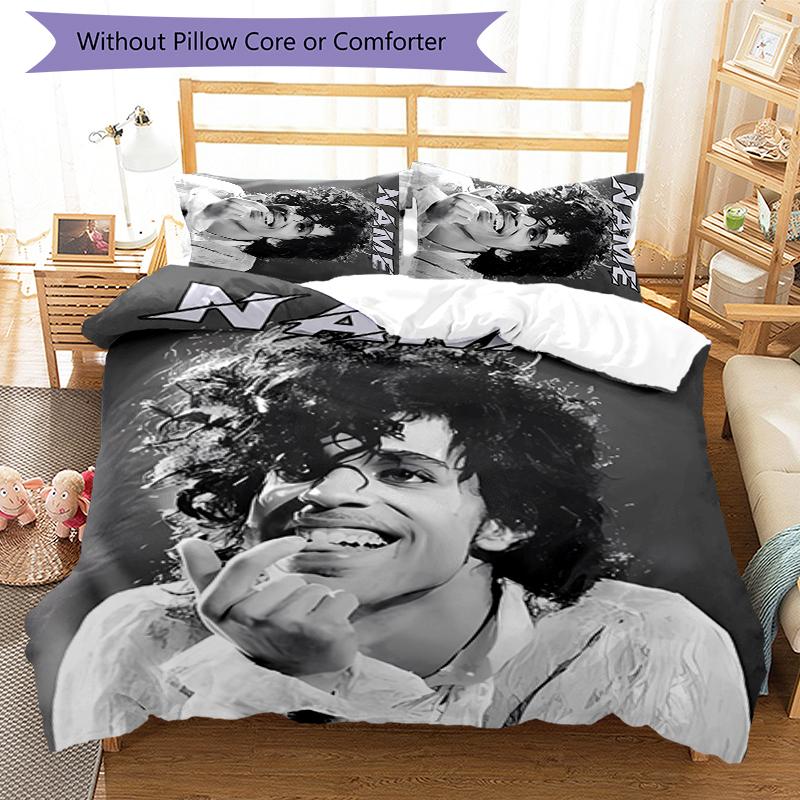 3pcs Custom Name Prince Purple Rain Bedding Set Duvet Cover Closure Includes 1 Duvet Cover & 2 Pillowcases for All Seasons Bedroom Decor