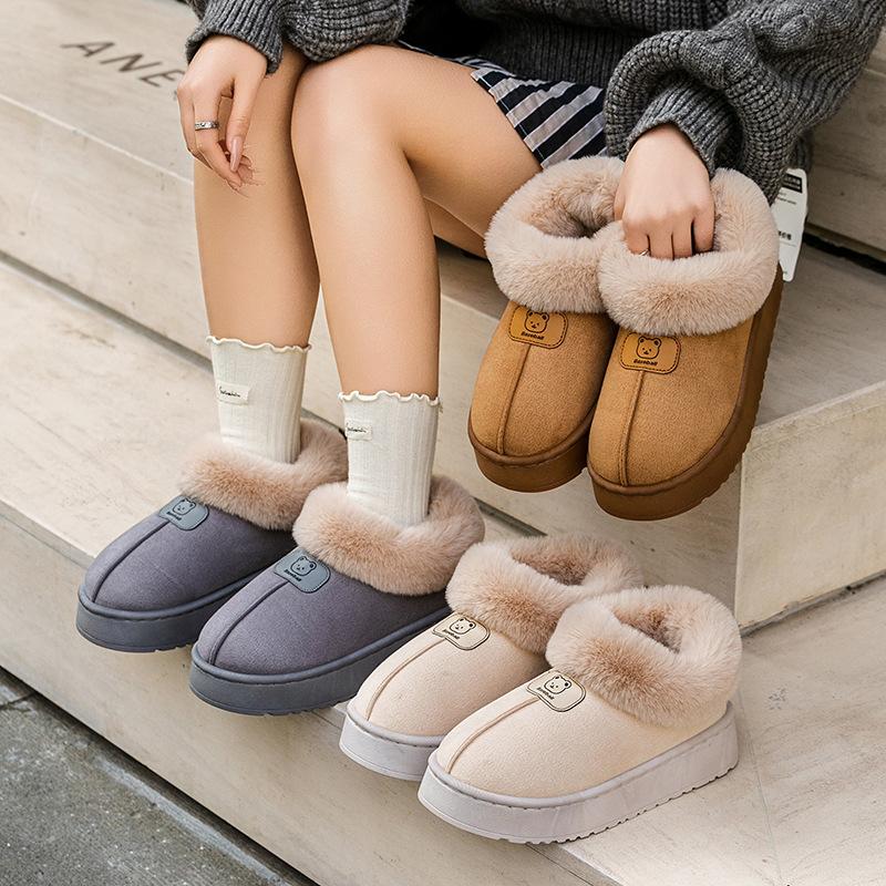 Корейская версия китайских хлопковых тапочек зимние домашние можно обернуть сноубутсами бархатные нескользящие теплые парные хлопковые туфли