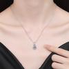 Women's Platinum O-Link Necklace,  Carat D-Color Moissanite with Round Pouch Pendant, Dainty Choker