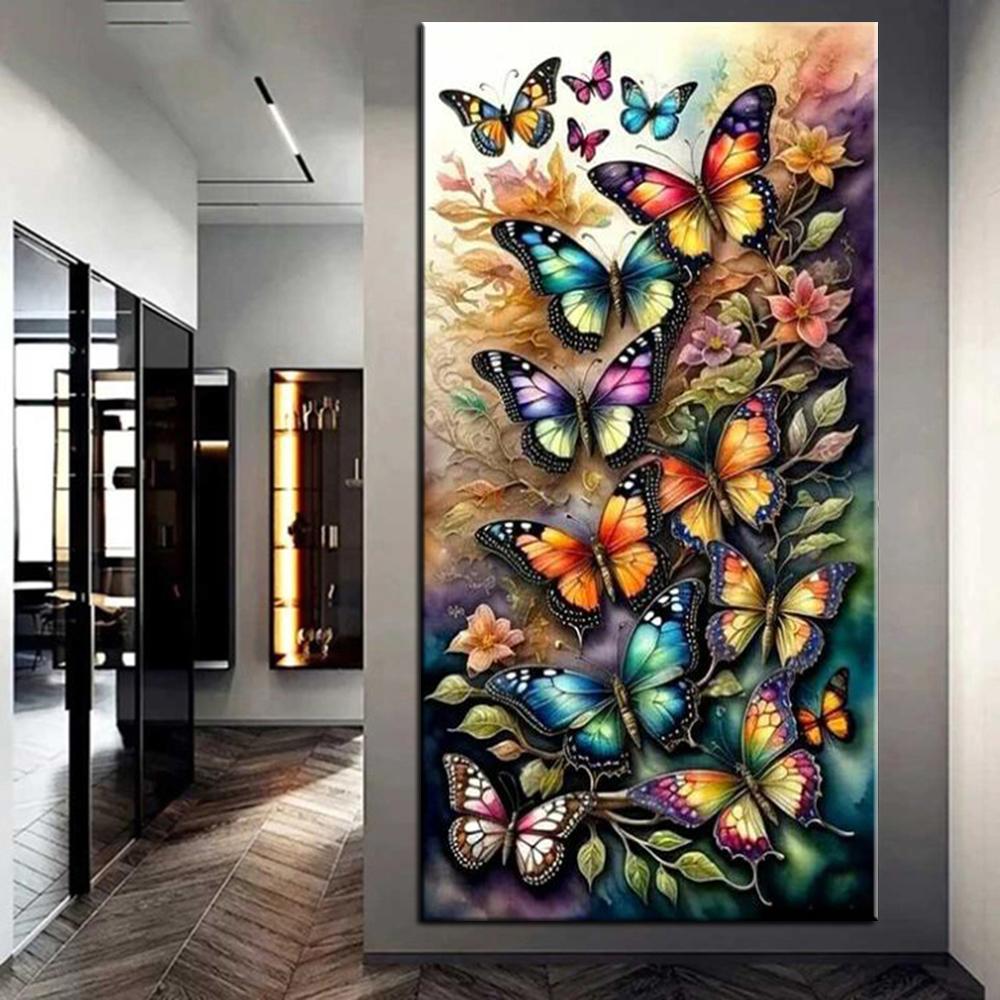 5D DIY Diamond Painting Colorful Dragonflies and Butterflies Picture Mosaic Embroidery Full Drill Cross Stitch Rhinestones Home Decor J3734