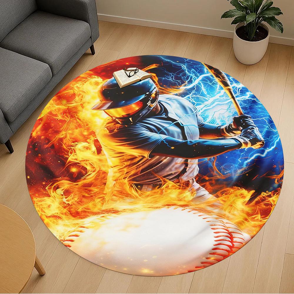 1PC Fire Lightning Round Chair mat Area Rug - Non-Slip, Floor Mat for Office, Bedroom, and Indoor Decor -Gift D1127250
