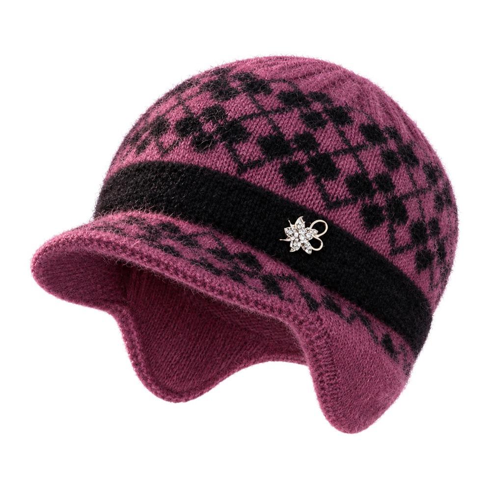 Warm Knitted Hat Windproof Earflap Hat New Peaked Winter Hat Elderly Women