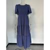 Summer Women's Dress Waist Slim Large Swing Dress Round Neck Range Holiday Dress