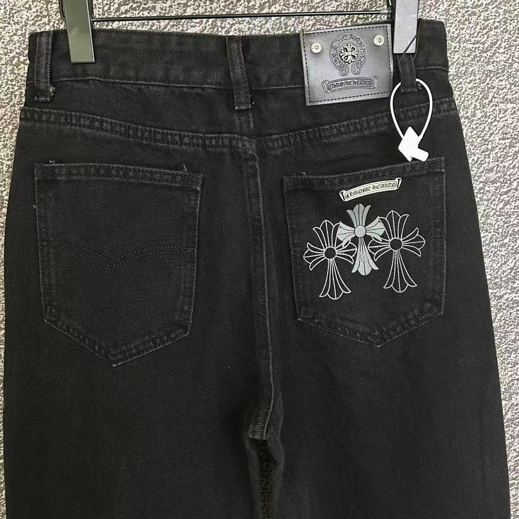9930 CHROME HEARTS Мужские и женские модные джинсы в американском стиле с тканевыми нашивками, повседневные и модные брюки в стиле хай-стрит