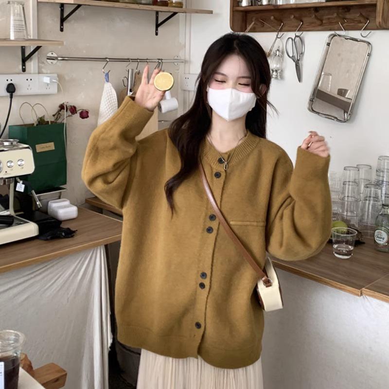 Осенне-зимний женский свитер, свободный ленивый мягкий липкий ветровой вязаный кардиган, свитер