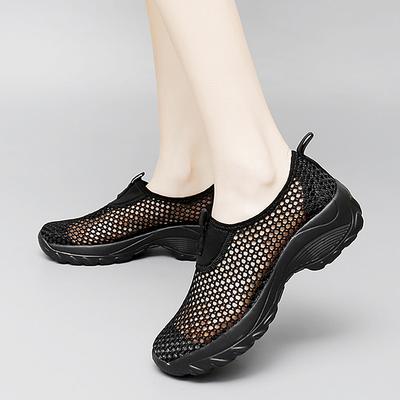 Большие размеры весенне-летних женских кроссовок с сетчатой вставкой, модные дышащие походные ботинки с одной педалью, повседневная женская обувь