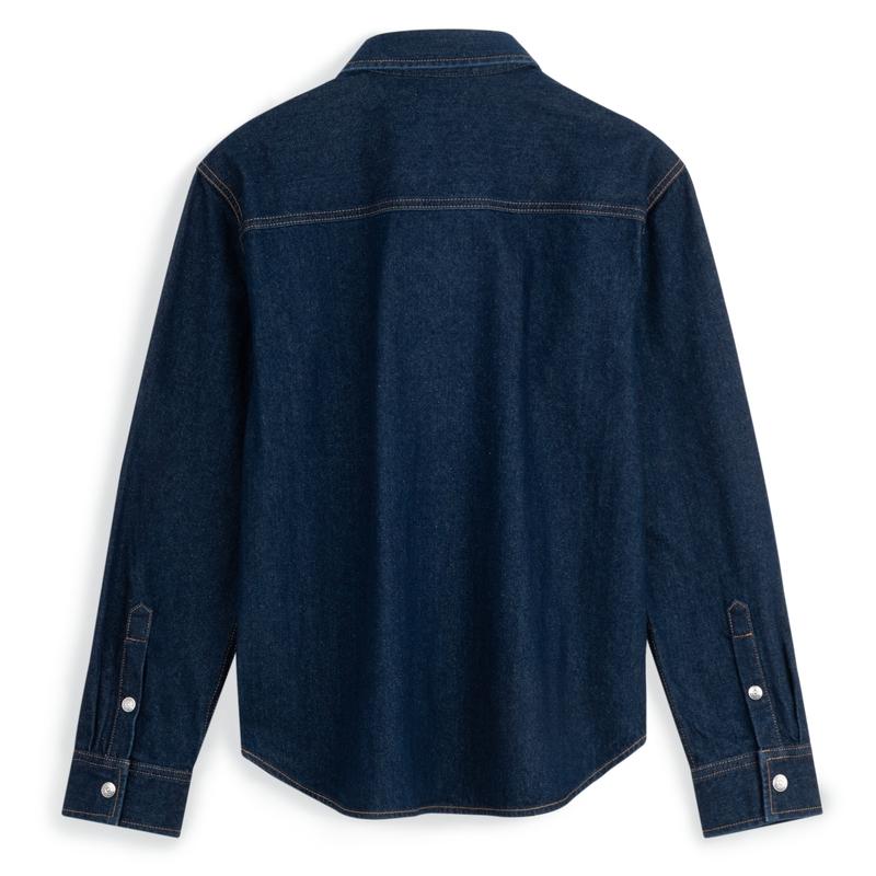 Calvin Klein Классическая ретро-рубашка свободного покроя с квадратным карманом из денима, мужские рубашки темно-синего цвета J327310