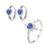 BAMOER 925 Sterling Silver Purple Heart-shaped Opal Astral Ring Earrings Jewelry Set for Women Anniversary Gift Jewelry