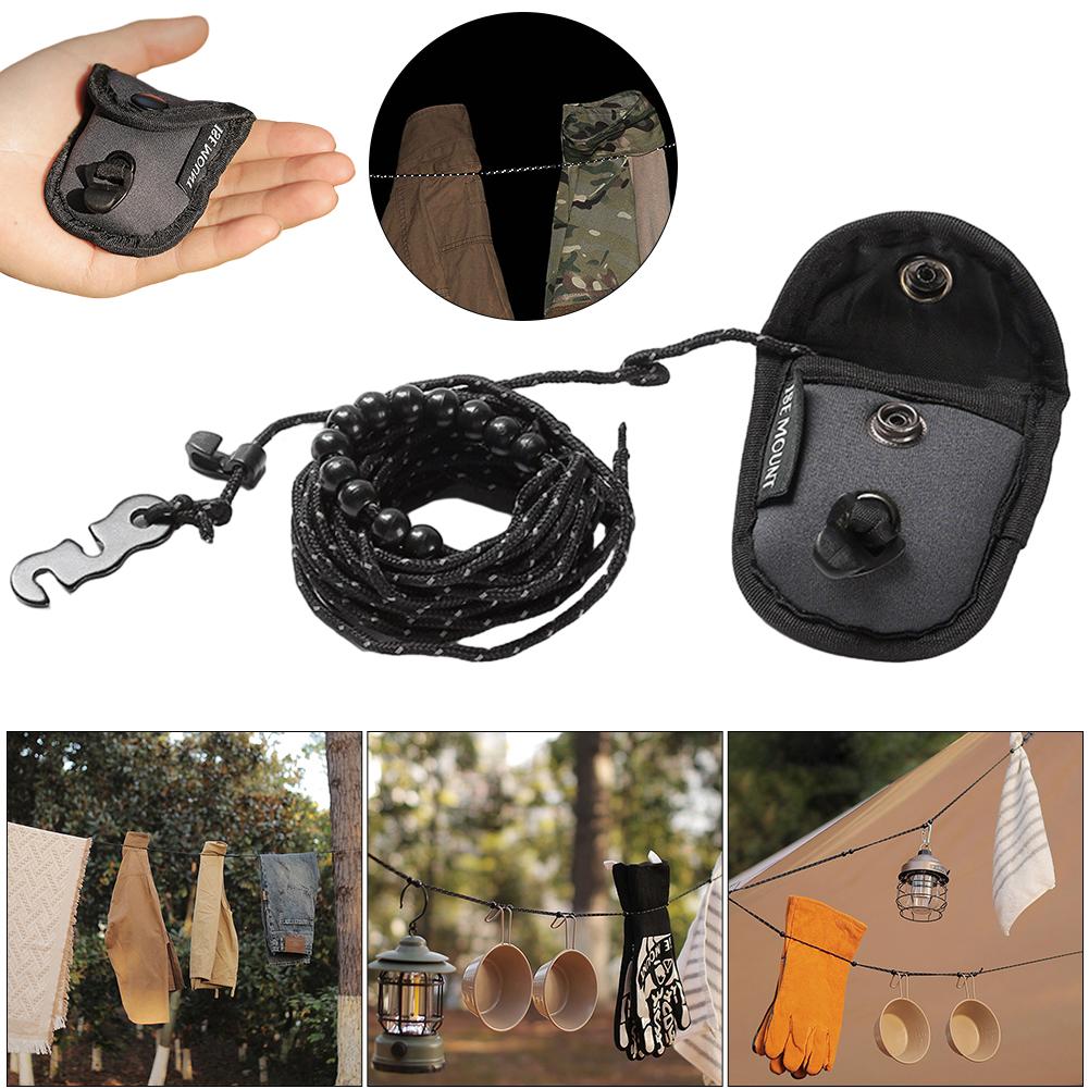 3M Кемпинговая эластичная бельевая веревка с 12 зажимами, ветрозащитная дорожная бельевая веревка, нескользящая эластичная веревка для сушки белья