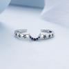 Silver adjustable ring with moon and stars, 925 silver
