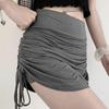 Sporty High Waist Pleated Skort: Sexy Anti-Exposure Drawstring Cotton Mini Skirt