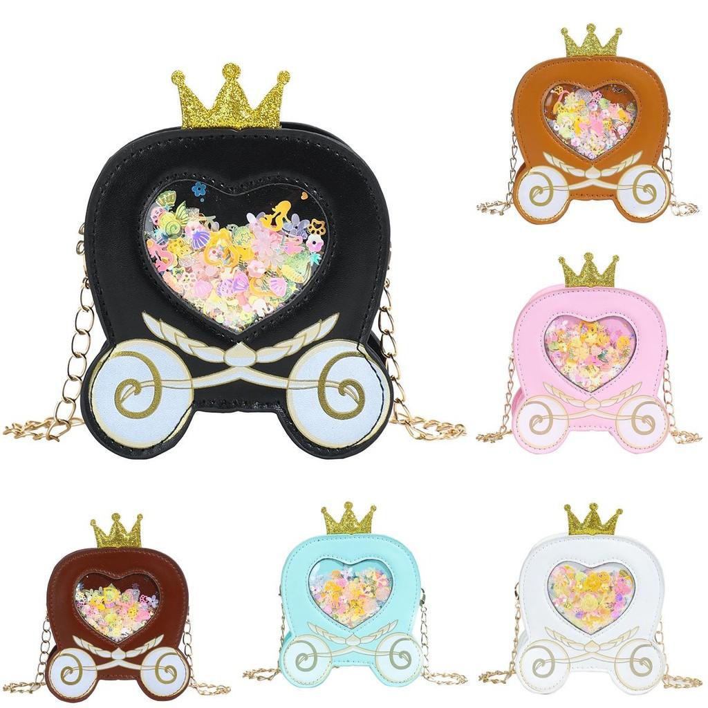 Милая детская сумка через плечо «Корона принцессы» с пайетками для девочки для повседневного использования