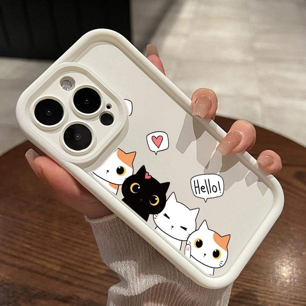 LZ9 мультяшный кот милый художественный дизайн силиконовый чехол для телефона Xiaomi 11 Lite 5G 14T Redmi 14C 13C A3 Note 12 11 9 10 13 Pro Plus противоударный задний чехол