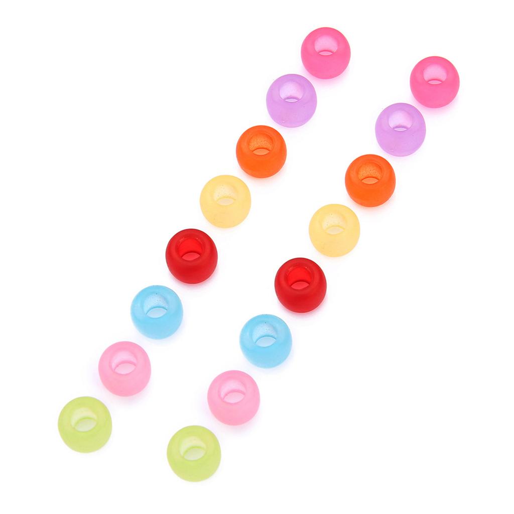 200pcs Round Colorful Acrylic Hair Beads Glow In the Dark for Kids Girls Braids and Women Fashion Hair Accessories