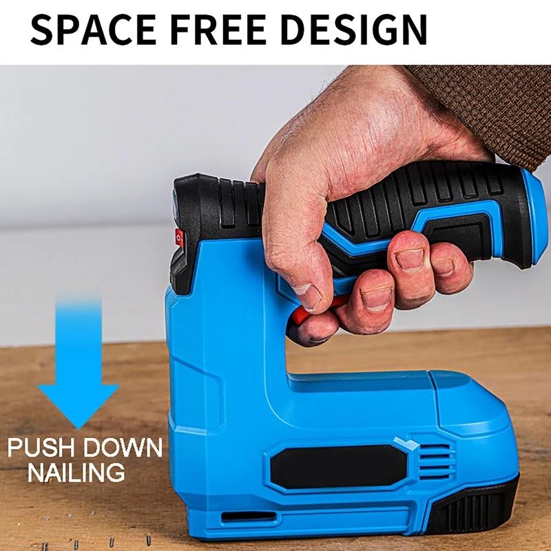 Электрический степлер Lithy-ion CordlessNail Gun Staple Gun Nailer Stepler Furniture DIY Tool Wood Frame Multitool Nail Stepler Gun