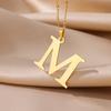 Elegant Initial Letter Stainless Steel Necklace Women Gold Color Alphabet Pendant Necklaces Vintage Waterproof Zircon Gifts