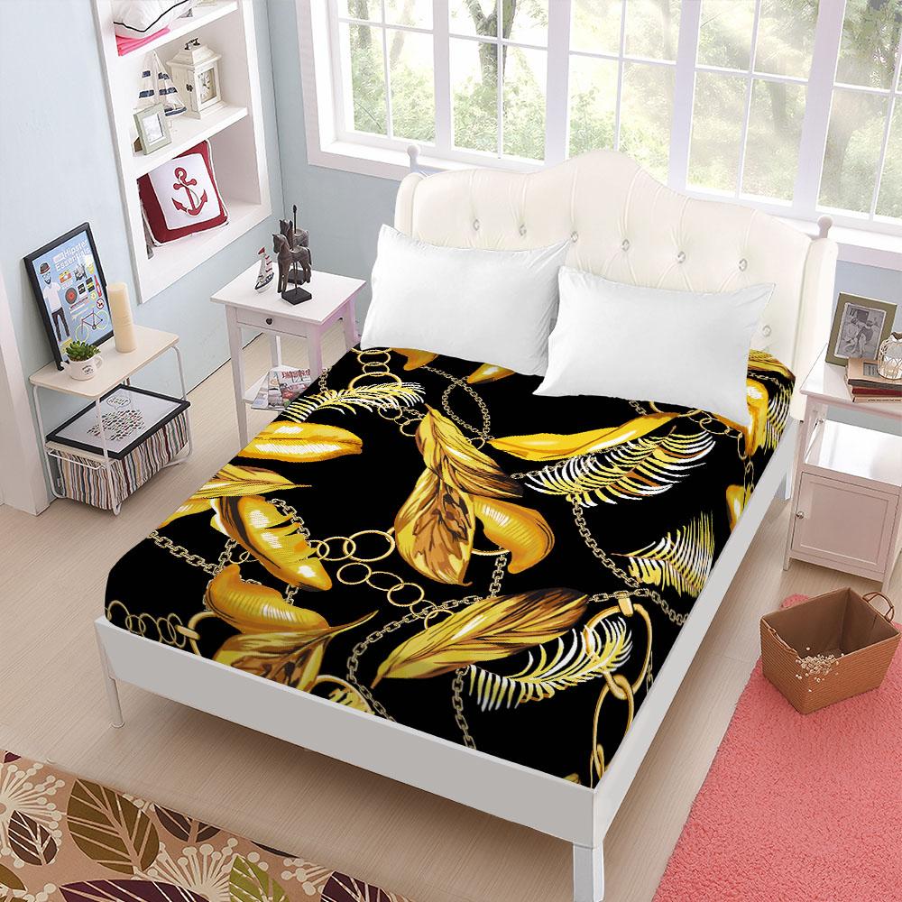 Бесшовные Цепи Барокко Простыня на резинке Кинг Квин Дабл Фулл Сайз Комплект постельного белья Глубина 25 см