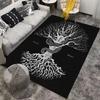 Mystical Tree with Serpent Design Printed Carpet Black and White Gothic Style Suitable for use as an anti-slip    for    room and bedroom sofas