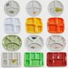 Melamine Imitation Porcelain Fast Food Tray Set with Four and Six Grids, Ideal for School or Canteen Use