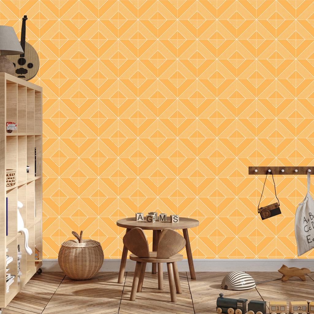 Geometric rhombus wallpaper, cream background, cream center, 50x1000