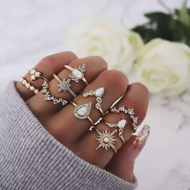 Rings for Women Stainless Steel Jewelry Fidget Ring Set Schmuck Sets Bague Femme Bohemian Bague Couple Accessories Anelli