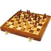Wooden Handcrafted Foldable Magnetic Chess Board Set with Magnetic Piece and Extra Queens for 2 Players Kids and Adults (10x10 Inches, Brown).