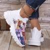 Cute Animals Printed Sock Shoes Women Comfortable Breathable Knitted Platform Sneakers Woman Slip On Thick Sole Walking Shoes 43
