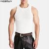 Men Summer Sleeveless Slightly Transparent Striped Thin Tank Tops