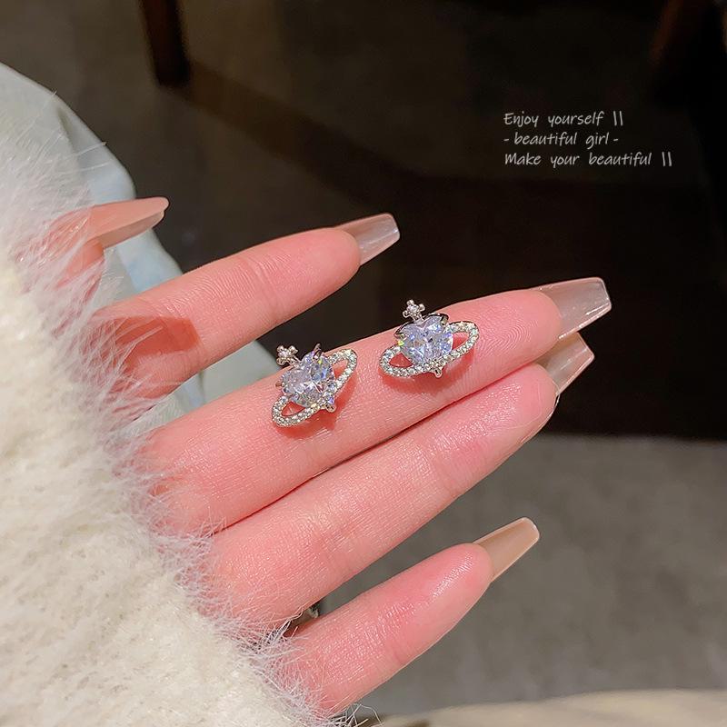 Exquisite S925 Silver Planet Zircon Earrings for Women – All-Match Advanced Design