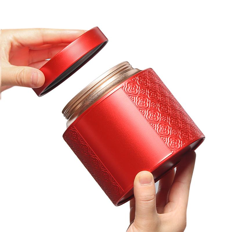 Embossed Portable Organizer Seal Tea Tin Box Cans Mini Tea Caddy Kung Fu Tea Sealed Can Dried Fruit Collection Packaging Storage