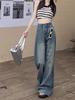 Retro Washing To Make Old Extended Jeans Women Y2k New High Waist Loose Slim Trousers Female 2000s Vintage Straight Mop Pants Autumn