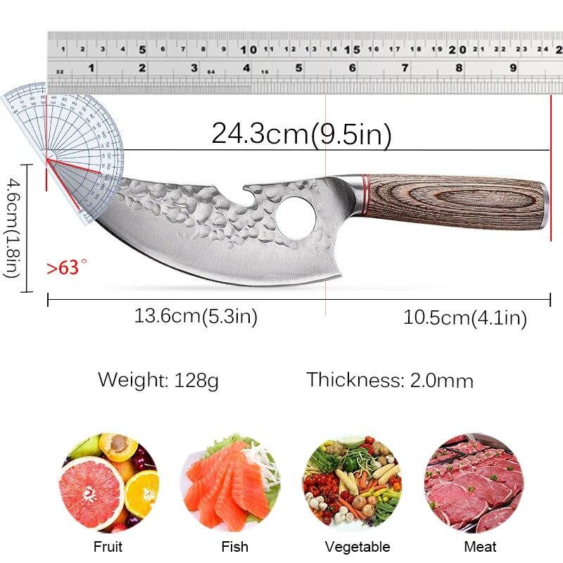 Нож для обвалки из нержавеющей стали, уличный нож с деревянной ручкой, многофункциональный удобный бытовой кухонный нож, ковочное кольцо, удобное ощущение