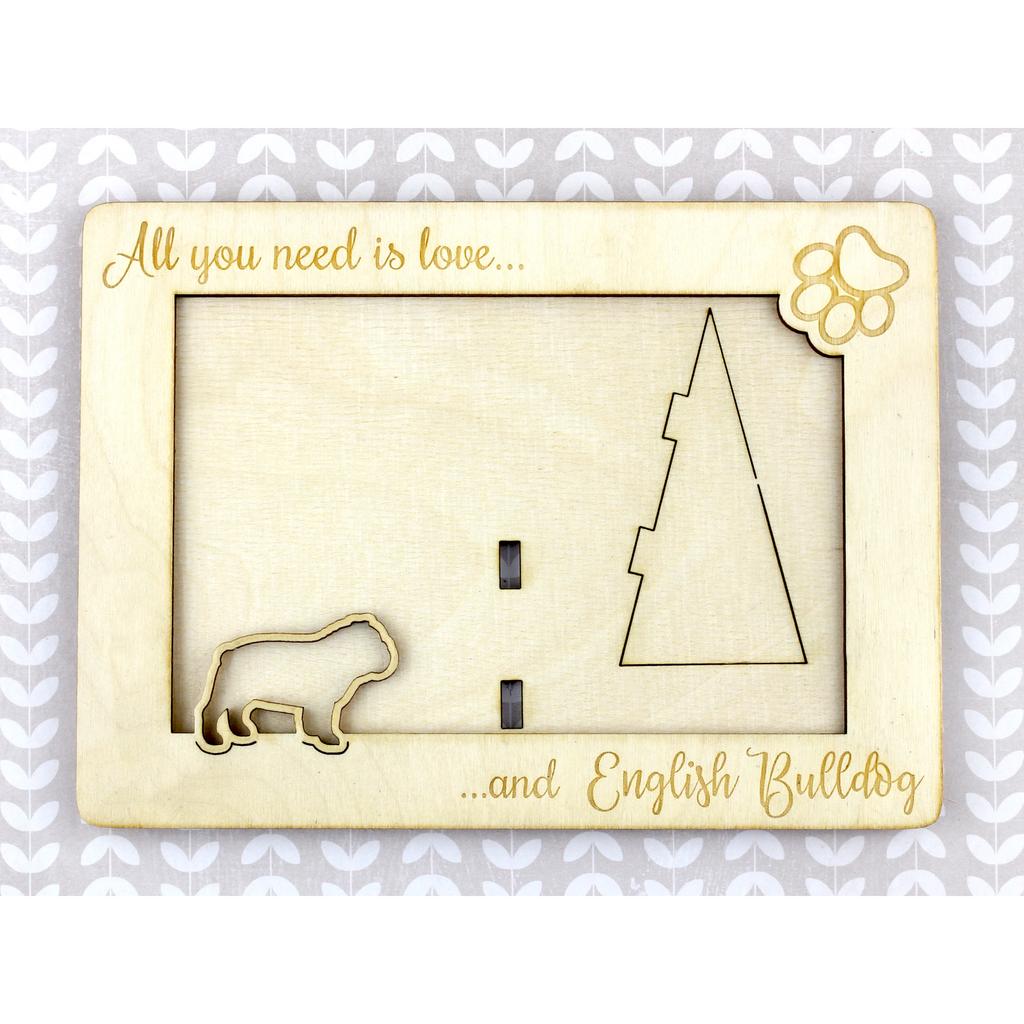 Bulldog, English Bulldog, British Bulldog - Photo frame, engraved wooden frame, a lovely gadget for the dog lover by Art-Dog