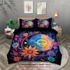 3pcs Sun and Moon Face Pattern Printed Bedding Set, 1*duvet Cover+2*pillowcase,for Teenagers and Adult Bedroom, Birthday Gift