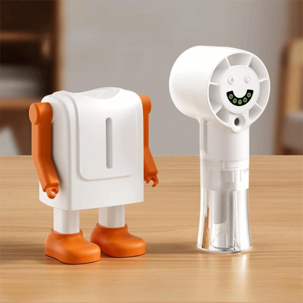 Cute Robot Shape Misting Handheld Fan LED Screen Display Mini Fan Rechargeable Fan Camping Travel