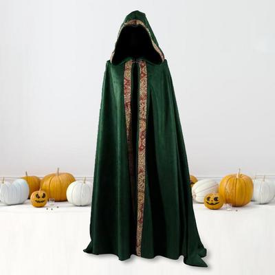 Хэллоуин Косплей Плащ С Капюшоном Контрастный Цвет Дизайн Накидка Свободного Покроя Маскарад Вечеринка Костюм Ведьмы
