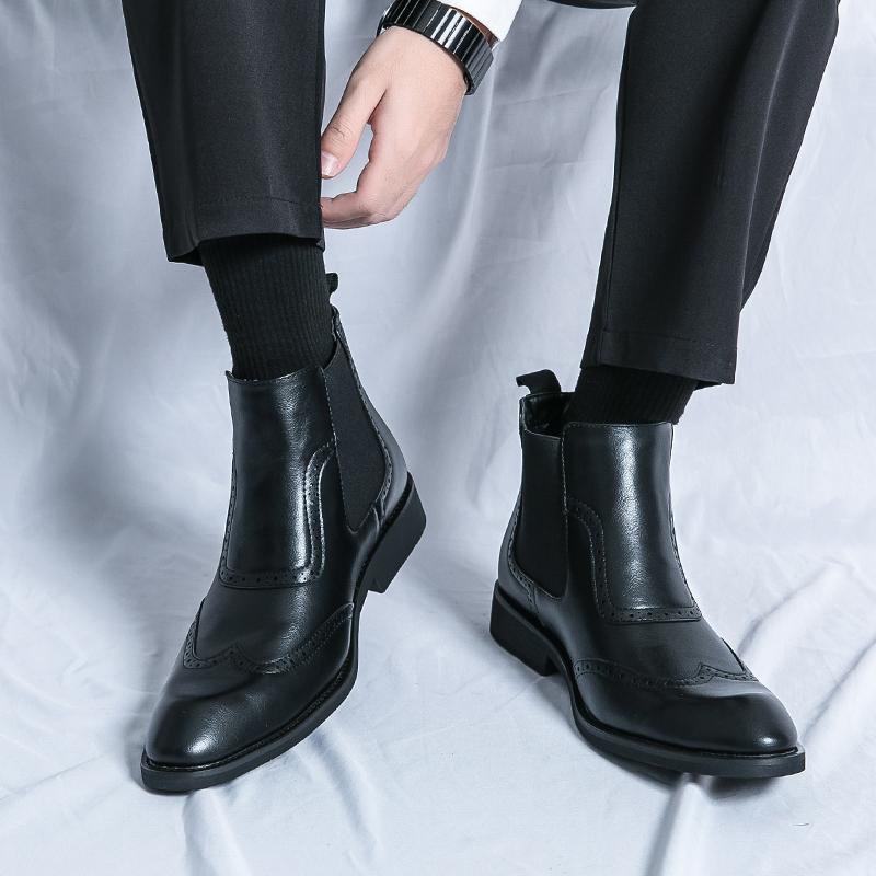Ботинки Мужские Повседневные Удобные Модные Ботинки на Блочном Каблуке Мужские Деловые Офисные Брендовые Ботинки Челси Черные Коричневые Размер 38-45 Мужские Ботинки