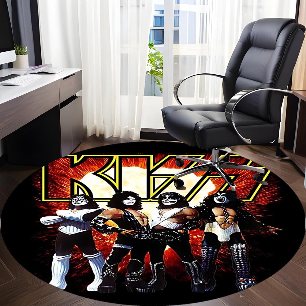 1 шт. Круглый ковер с логотипом группы KISS для офиса, под офисные стулья, спальни, гостиной, домашний декор a1016286
