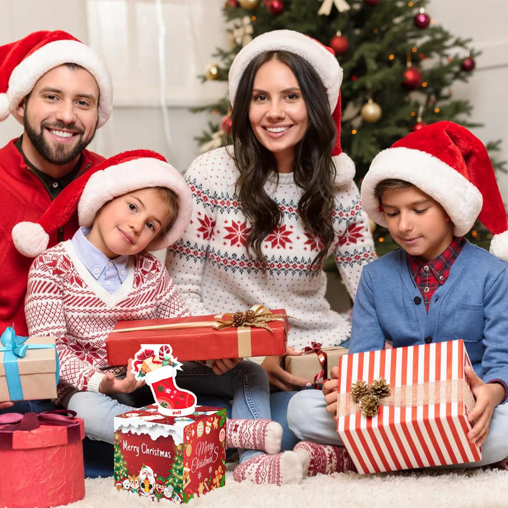 Red Theme Christmas Pattern Gift Box Holiday Decoration Props Atmosphere