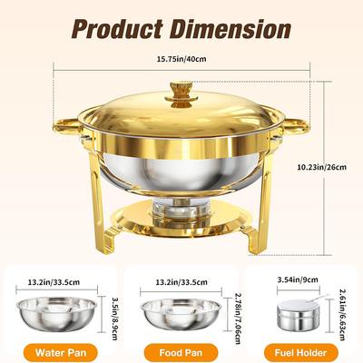 Золотой изолированный набор для еды, включающий круглый 5-квартный изолированный горшок из нержавеющей стали, крышку и подставку. Подходит для вечеринок