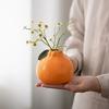 Creative Ceramic Orange Vase – Modern Hydroponic Flower Pot for Living Room & Office Decor